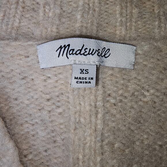 Madewell Alpaca Wool Cream Cardigan with Big Buttons Ribbed Cuffs and Hem XS - Picture 6 of 9